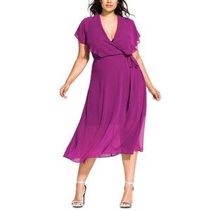 New City Chic Plus Size Faux Warp Tie Waist Dress